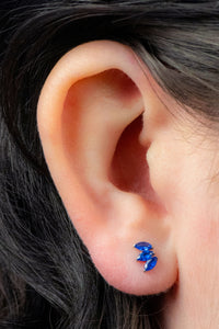 Titanium Internally Threaded Labrets 1.2mm - Titanium Claw Set 3 CZ Jewel Marquise Fan