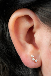 Titanium Internally Threaded Labrets 1.2mm - 3 Sisters Jewelled Stars