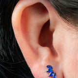 Titanium Internally Threaded Labrets 1.2mm - Titanium Claw Set 4 CZ Jewel Marquise Fan