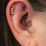 Titanium Internally Threaded Labrets 1.2mm - Gold Titanium Claw Set 5 CZ Jewel Marquise Fan