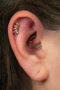 Titanium Internally Threaded Labrets 1.2mm - Gold Titanium Claw Set 5 CZ Jewel Marquise Fan
