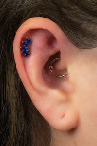 Titanium Internally Threaded Labrets 1.2mm - Gold Titanium Claw Set 5 CZ Jewel Marquise Fan