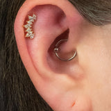 Titanium Claw Set 7 CZ Jewelled Marquise Crown for Internal Thread shafts in 1.2mm