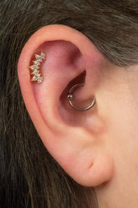 Titanium Internally Threaded Labrets 1.2mm - Titanium Claw Set 7 CZ Jewelled Marquise Crown