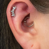 Titanium Internally Threaded Labrets 1.2mm - Titanium Claw Set 7 CZ Jewelled Marquise Crown