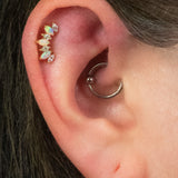 Titanium Internally Threaded Labrets 1.2mm - Titanium 7 Opal and Jewelled Marquise Crown