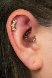 Titanium Internally Threaded Labrets 1.2mm - Titanium 7 Opal and Jewelled Marquise Crown