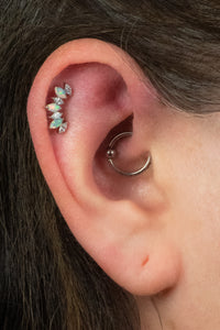 Titanium Internally Threaded Labrets 1.2mm - Titanium 7 Opal and Jewelled Marquise Crown
