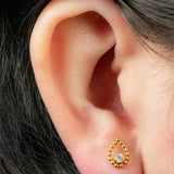 Titanium Internally Threaded Labrets 1.2mm - Titanium Jewelled Asia Dewdrop