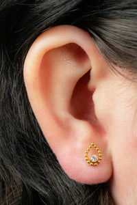 Titanium Internally Threaded Labrets 1.2mm - Titanium Jewelled Asia Dewdrop