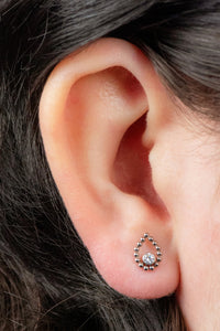 Titanium Internally Threaded Labrets 1.2mm - Titanium Jewelled Asia Dewdrop