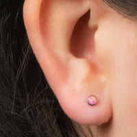 Titanium Threadless Labrets - Infinity Bezel Set Opal Disk (Bend-fit)