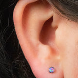 Titanium Threadless (Bend fit) (Infinity) Bezel Set Opal Disk