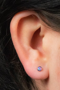 Titanium Threadless Labrets - Titanium (Bend-fit) (Infinity) Bezel Set Opal Disk