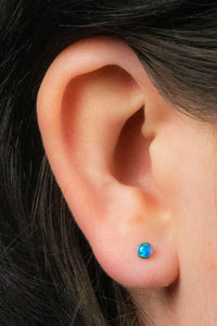 Titanium Threadless Labrets - Titanium (Bend-fit) (Infinity) Bezel Set Opal Disk