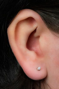 Titanium Internally Threaded Labrets 1.2mm - Bezel Set Synth Opal Cone