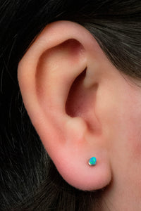 Titanium Internally Threaded Labrets 1.2mm - Bezel Set Synth Opal Cone
