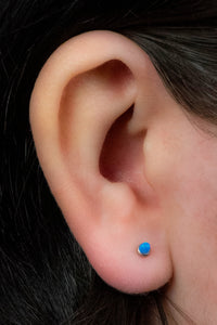 Titanium Internally Threaded Labrets 1.2mm - Bezel Set Synth Opal Cone