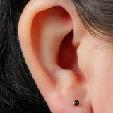 Titanium Internally Threaded Labrets 1.2mm - Titanium Bezel Set Black Onyx Stone Top