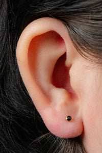 Titanium Internally Threaded Labrets 1.2mm - Titanium Bezel Set Black Onyx Stone Top