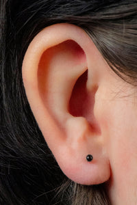 Titanium Internally Threaded Labrets 1.2mm - Titanium Bezel Set Black Onyx Stone Top