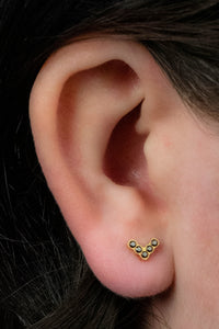 Titanium Internally Threaded Labrets 1.2mm - Titanium Claw Set Jewelled Chevron