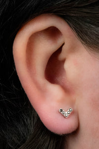 Titanium Internally Threaded Labrets 1.2mm - Titanium Claw Set Jewelled Chevron