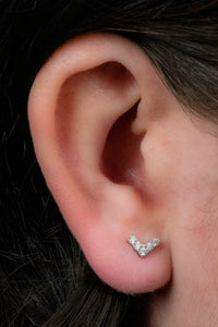 Titanium Internal Claw Set Jewelled Chevron Top