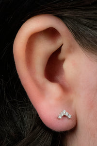 Titanium Internal Claw Set Jewelled Chevron Top