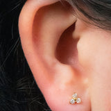 Titanium Threadless Labrets - Titanium (Bend-fit) Claw Set CZ Jewelled Trinity
