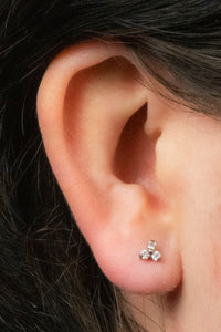 Titanium Threadless (Bend fit) Claw Set CZ Jewelled Trinity