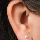 Titanium Threadless Labrets - Titanium (Bend-fit) Claw Set CZ Jewelled Star