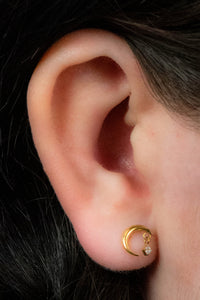 Titanium Internally Threaded Labrets 1.2mm - Titanium Crescent Moon and Dangle Jewel