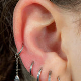 Titanium Hinged Clicker Ring with Titanium Jewelled Droplet Charm