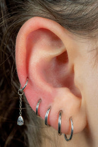 Titanium Hinged Clicker Ring with Titanium Jewelled Droplet Charm