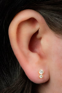 Titanium Internally Threaded Labrets 1.2mm - Bezel Set Duo Jewelled