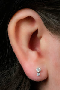 Titanium Internally Threaded Labrets 1.2mm - Bezel Set Duo Jewelled