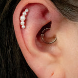 Titanium Internally Threaded Labrets 1.2mm - Titanium Claw Set Grace Pearl Crescent
