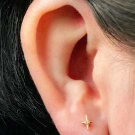 Titanium Internally Threaded Labrets 1.2mm - Titanium Jewelled Guiding Star
