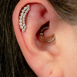 Titanium Internally Threaded Labrets 1.2mm - Titanium Bezel Set Hepburn Jewelled Crescent
