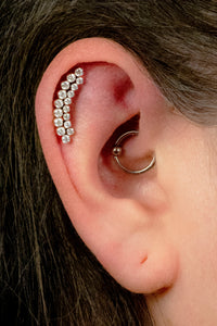 Titanium Bezel Set Hepburn Jewelled Crescent for Internal Thread shafts in 1.2mm