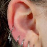 Titanium Hinged Clicker Ring with Titanium Jewelled Lightning Bolt Charm