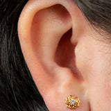 Titanium Internally Threaded Labrets 1.2mm - Titanium Jewelled Lotus Mandala