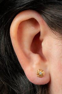 Titanium Internally Threaded Labrets 1.2mm - Titanium Jewelled Lotus Mandala