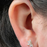 Titanium Internally Threaded Labrets 1.2mm - Titanium Jewelled Lotus Marquise Fan