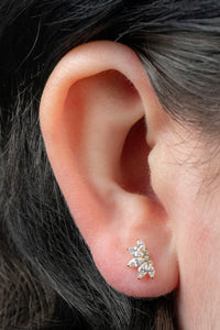 Titanium Internally Threaded Labrets 1.2mm - Titanium Jewelled Lotus Marquise Fan