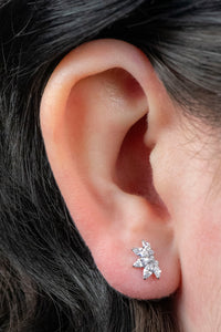 Titanium Internally Threaded Labrets 1.2mm - Titanium Jewelled Lotus Marquise Fan