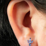 Titanium Internally Threaded Labrets 1.2mm - Titanium Claw Set Jewelled Lotus Solitaire Drop