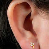 Titanium Internally Threaded Labrets 1.2mm - Titanium Marquise Iris Leaf