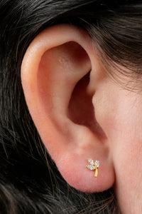 Titanium Internally Threaded Labrets 1.2mm - Titanium Marquise Iris Leaf